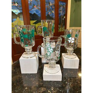 Irish Coffee Mugs Decorated With Shamrocks.